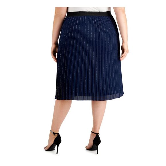 ADRIANNA PAPELL Womens Pull On Styling Tea-Length Cocktail Pleated Skirt - Picture 2 of 4